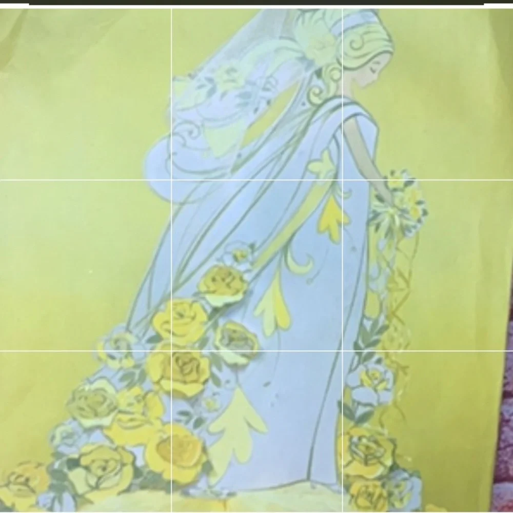 Vintage 70s Hallmark Yellow and White 13” Paper Bridal Shower Centerpiece